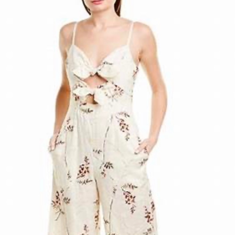 NWT Rebecca Taylor Linen Embroidered Ivie Fleur Jumpsuit